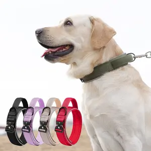 Advanced Dog Collar Tactical Dog Collar with Handle and Quick Release Metal Buckle, Thick Adjustable Reflective Straps for Medium to Large Dogs Training