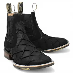 Botines Vaquero Negro con Punta Cuadrada Q82BU1005