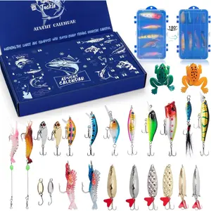 Fishing Advent Calendar 2025 for Adult Men Teen Boys, 24 Days Christmas Countdown Fishing Lure Kit, Ideal Xmas Surprise Gifts for Men(Upgrade Tackle Box)