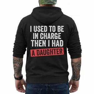 Funny Dad Shirt “I Used to Be in Charge Then I Had a Daughter” Graphic Tee, Long Sleeve Printed Graphic Hoodie, Daily Casual Cotton Menswear