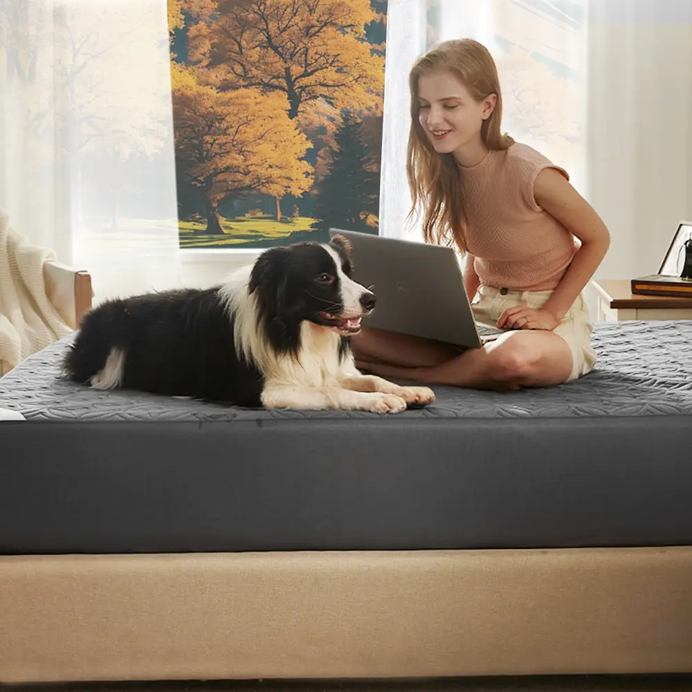 #FallFreshness [BEDLORE] Big copper coins Sale]Solid color coin texture waterproof fitted sheet with deep pockets, soft and breathable anti-slip bed