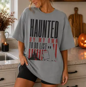 Haunted By My Own To Do List Halloween T-Shirt,Funny ADHD Halloween Gift,Neurodivergent Spooky Shirt , Funny Ghost Slogan ADHD Gift