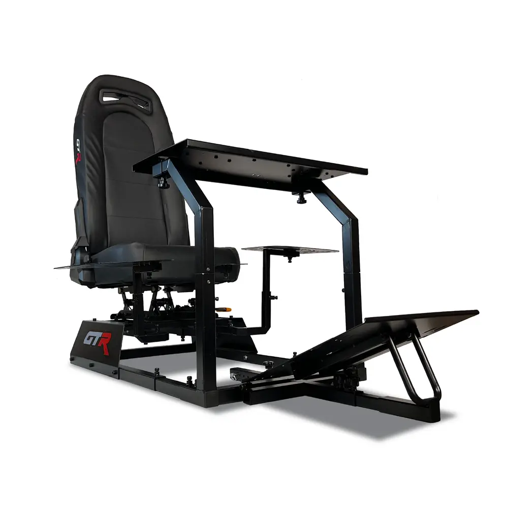 GTR Simulator AATD Flight Simulator Cockpit | Adjustable Yoke, Rudder & Throttle Mounts, Steel Frame