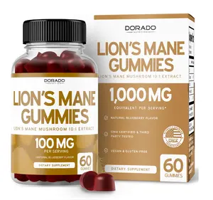 Lions Mane Mushroom Gummies – Brain & Focus Support for Adults – Delicious Blueberry Flavor – Vegan, Third-Party Tested, USA Made – 60 Count