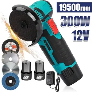 12V Cordless Mini Brushless Angle Grinder Kit with 4 Gutting Blades,2 pcs 12V 1500mAh Batteries 19500 RPM/Min,for Cutting Grinding Polishing Electric Heavy Duty Handle Power Tools,Blackfriday,Christmas Gift
