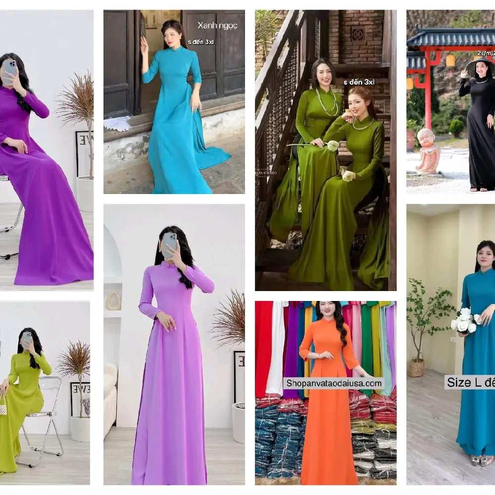 Vietnamese Ao Dai M8 With Pants For Women ( Vietnamese Size ) / Áo Dài Cách Tân Truyền Thống Việt Nam/ Girl Ao Dai / Luna Ao Dai