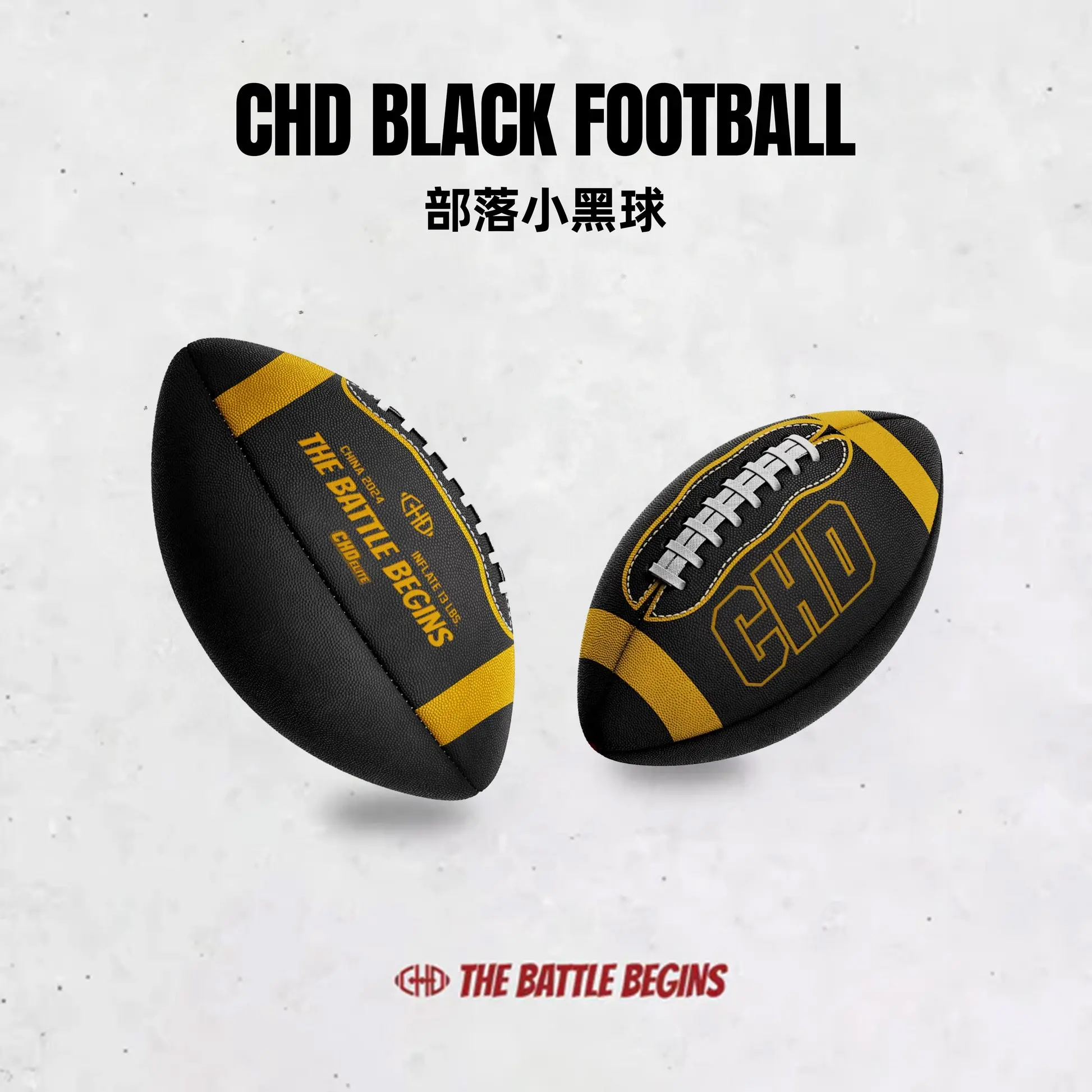 CHD American Football, Elite Edition Black & Gold Composite Leather Official Size 9 for High School & College with Superior Grip & Balanced Flight, Increased Throwing Accuracy, Modern Athlete, Precision Auxiliary Laces, Superior Tactile Grip, Grip Aids, T
