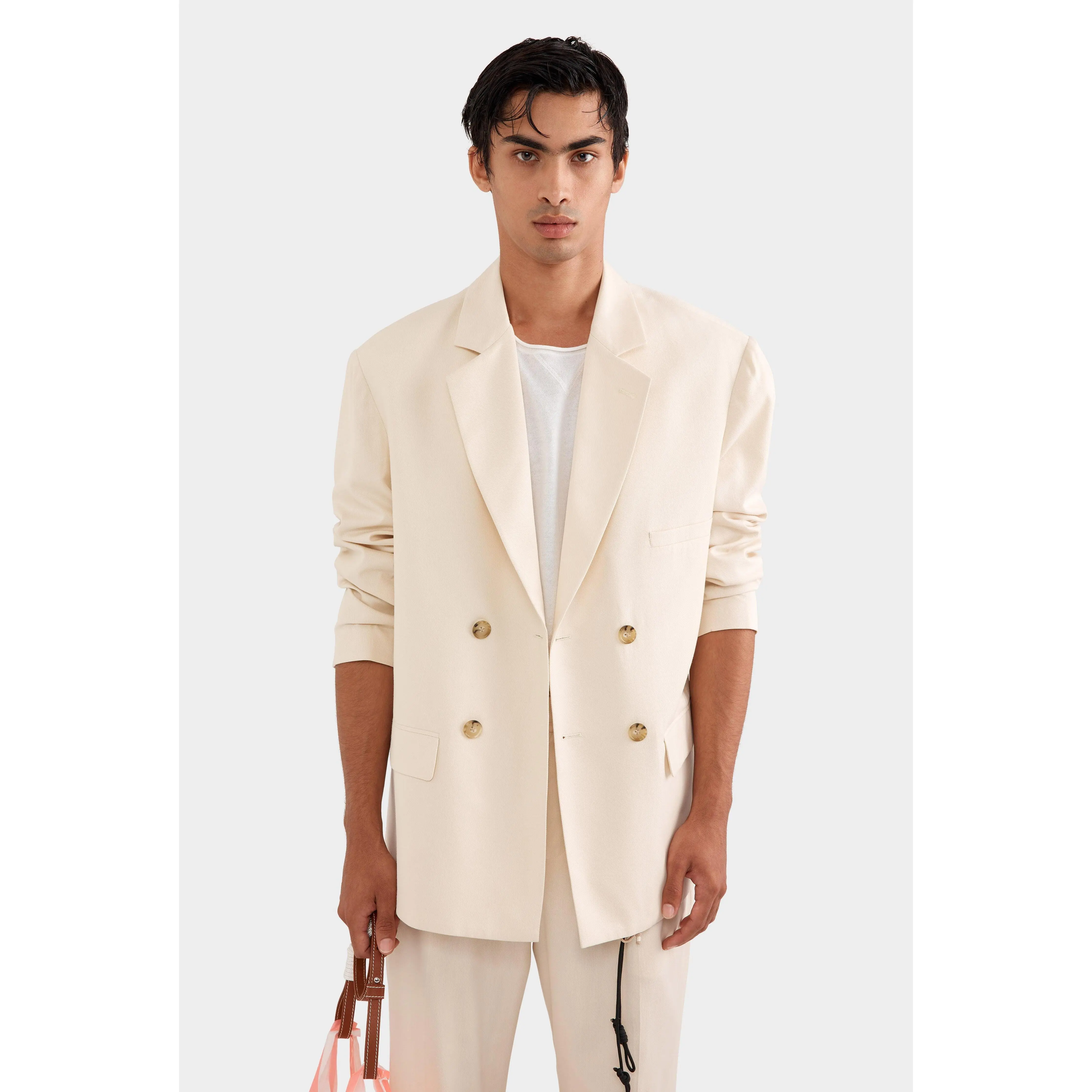 Double Breasted Tailored Blazer - Cream