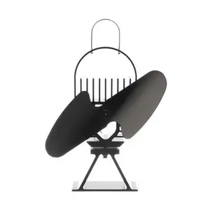Ecofan 4021072 Air Deco II Aluminum Heat Powered Wood Stove Fan, Black