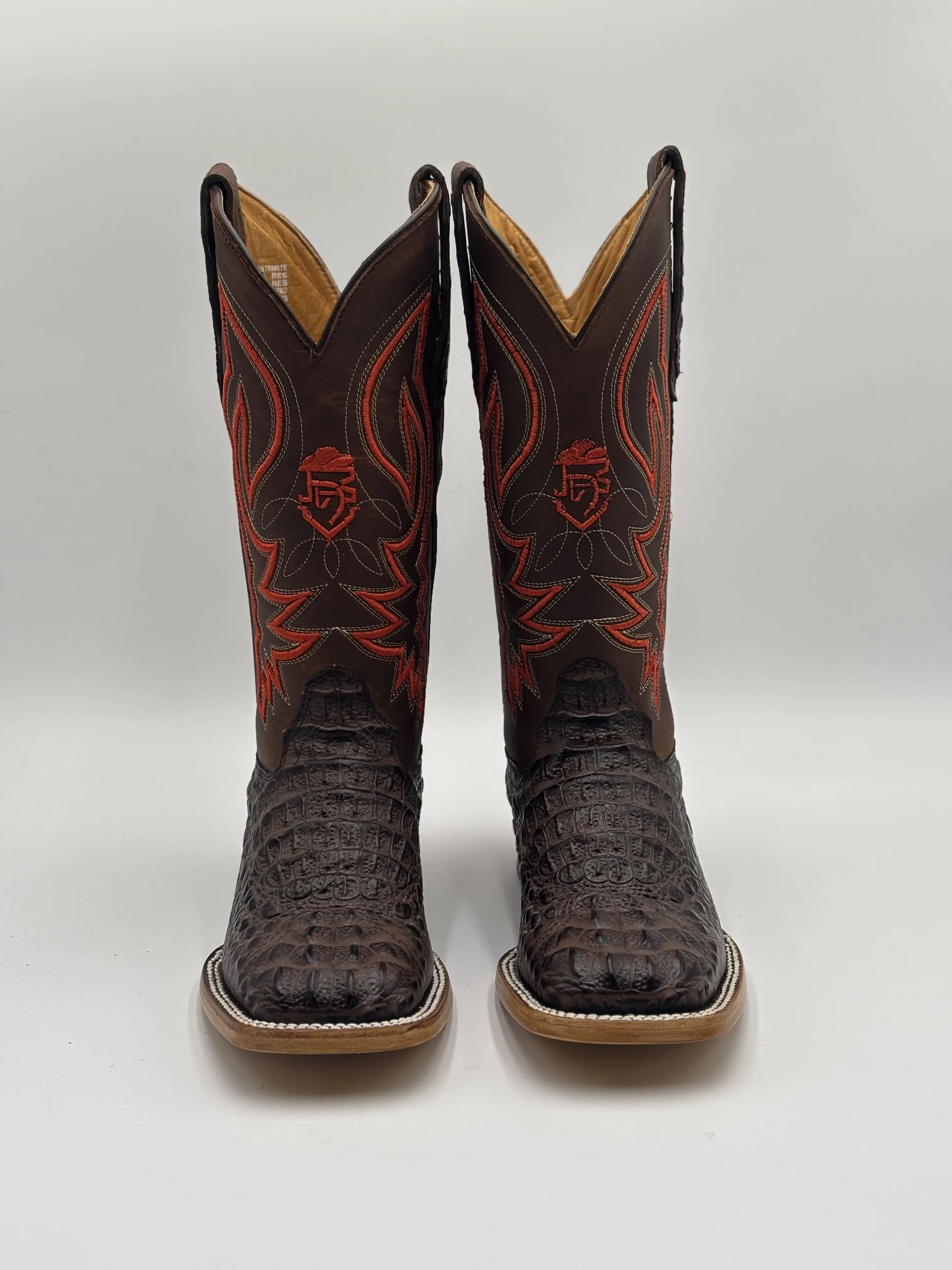 Boot- Brown Leather Boots With Orange Stitching