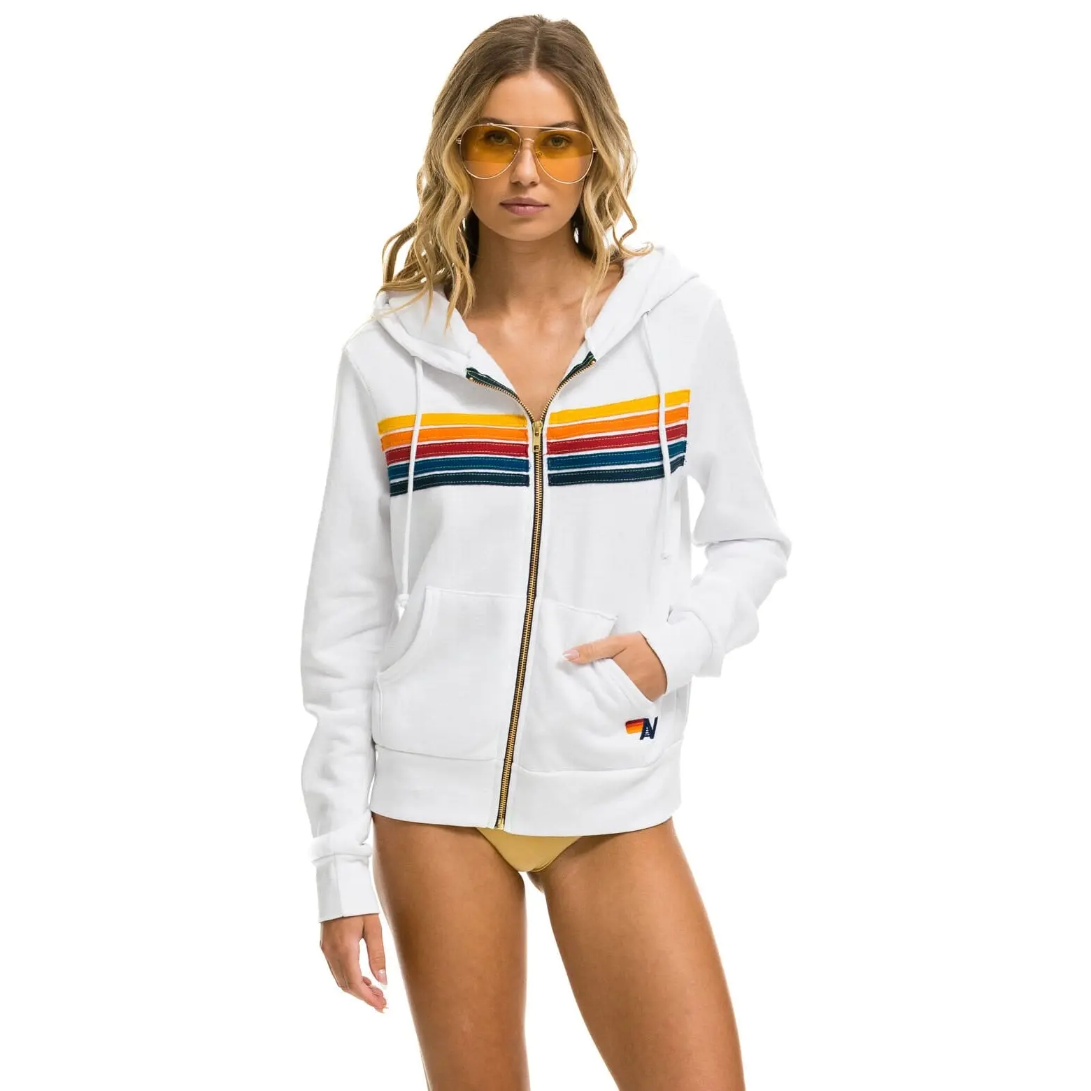 5 STRIPE HOODIE - WHITE