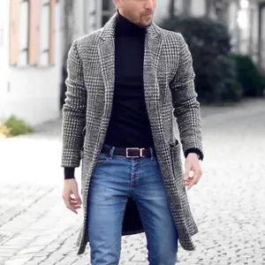 2025 Autumn/Winter Wool Men's Overcoat, Mid-Length Double-Breasted Coarse Woolen Overcoat Jackets Menswear Tops Casual