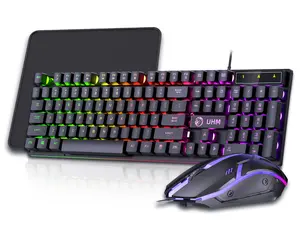 Gaming Keyboard and Mouse Combo,104Keys Full-Sized Ergonomic Computer Wired Keyboard & Mouse Sets for Windows,Mac OS Desktop/Laptop/PC Gamers