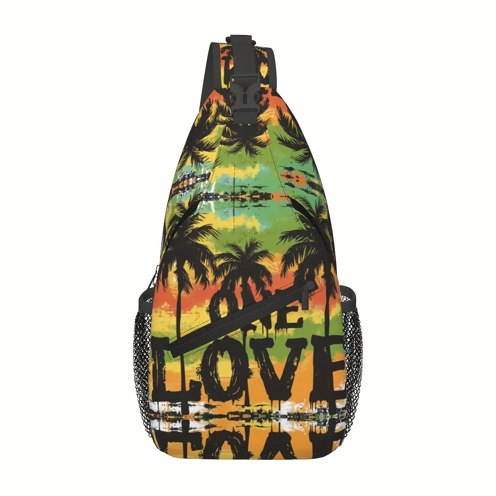 Crossbody chest bag, hiking backpack, Jamaican reggae music shoulder bag, foldable, large capacity, stylish and durable, can be used for shopping, work, leisure travel, beach bag, fishing backpack