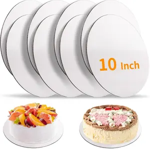 8 Pcs Cake Boards, White Cake Boards 10 inch Round, Food-Graded Cardboard Cake Rounds Cake Base, Waterproof and Oil-Proof for Cake DIY, Dessert and Crafts Display