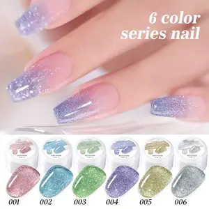 【MORDDA LIVE】Jar Ice Permeable Light Crushed Diamond Gel 6 Colors--- Ultra-bright Crushed Diamond Nail Gel Green Blue High Saturation Shiny Long-lasting Nail Art Gel Is Suitable For Salon Home Nail DIY