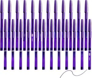 Round Stick Ballpoint Pens, 1.0mm Medium Point, Purple Ink, 24 Pack