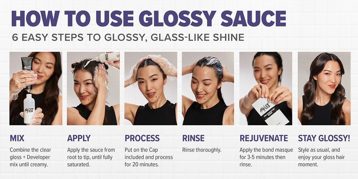 Splat Glossy Sauce Demi-Permanent Clear Gloss Hair Color – High-Shine Gloss Treatment with Hyaluronic Amino+ Bonded Technology