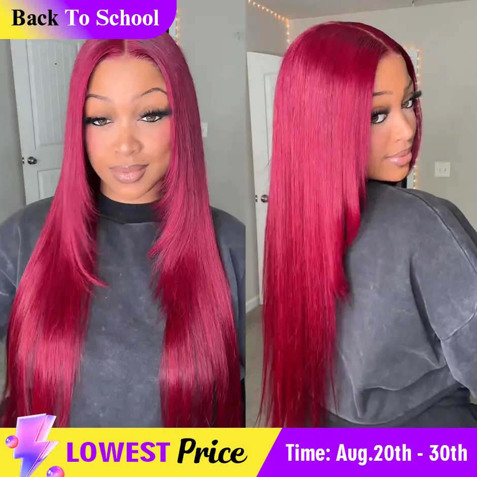 【NEW】FORGIRL FOREVER 99j Burgundy Straight Wig 13x6 Pre-Cut Lace Frontal Wigs Reddish Brown Wear Go Human Hair Glueless Wig Beginner Friendly #SohoChic #TikTokShopBackToSchool