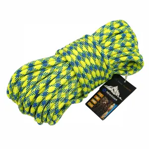 NEWDOAR 10.5mm Dynamic Climbing Rope 24KN Nylon Kernmantle for Mountaineering & Rock Climbing Rescue Yellow Blue Double Braided 3 Sizes 33ft 66ft 98ft