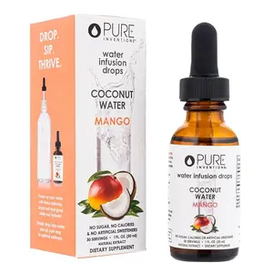 Pure Inventions - Premium Coconut Water Infusion Drops – Electrolytes - Sugar-Free Hydration, Zero Calories, No Artificial Sweeteners, Clean Ingredients - Mango, 30 Servings