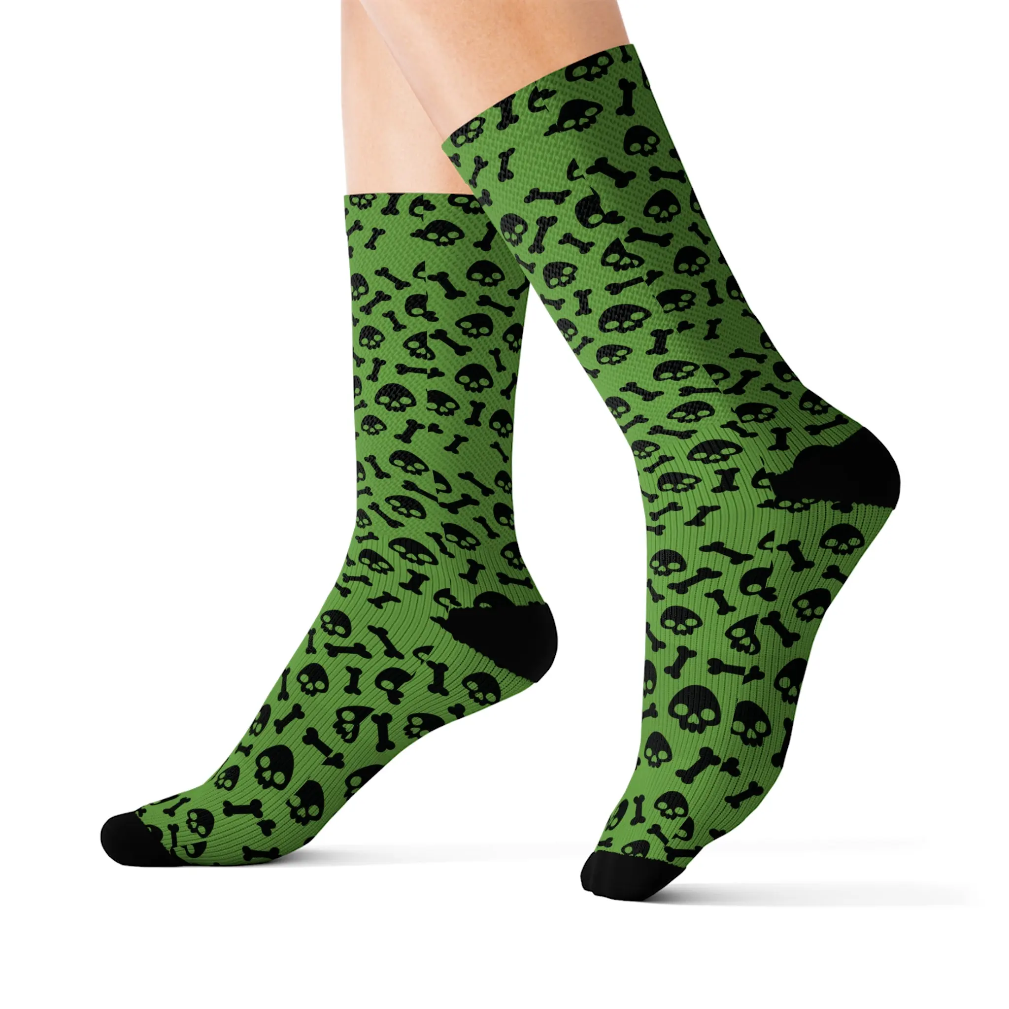 Shadows and Lace Boutique Green Gothic Lace Skulls and Bones Socks for Women Comfort