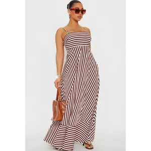 Anne Striped Maxi Dress - Brown Combo A