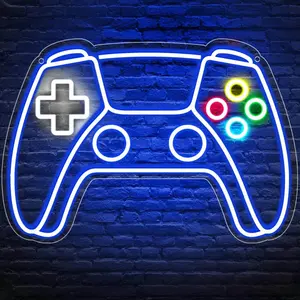 Game Controller Neon Light, LED Game Pad Shape Neon Sign, USB Powered Gaming Gift for Teens Boys Kids, Room Decoration, Atmosphere Lighting