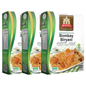 Malka Bombay Biryani Recipe Mix 65g (2.27 oz) Pack of 3 | Authentic Gourmet Spice Powder for Bombay Style Meat & Rice | No MSG Added, Vegan, Non-GMO, Gluten Free & Halal | Traditional Indian Flavor