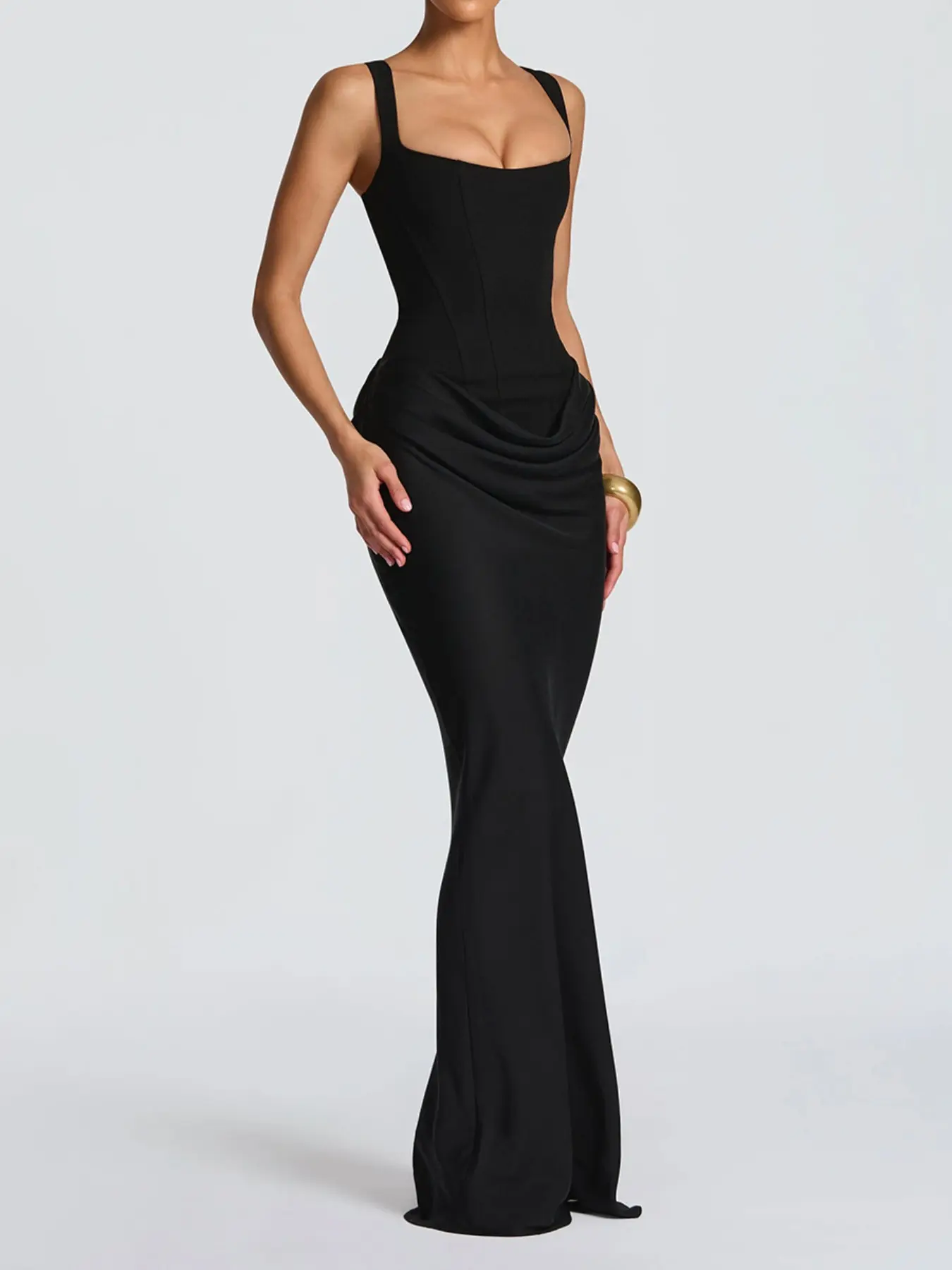 semi formal dresses for over 50 Nox Anabel Sleeveless Long Prom Dress - Red - Structural Corset Back