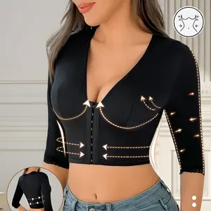 Women's V-neck lace body shaping underwear Upper arm shaping sleeve compression tops for women after breast surgery push-up bra shaping cropped tops, body shapers