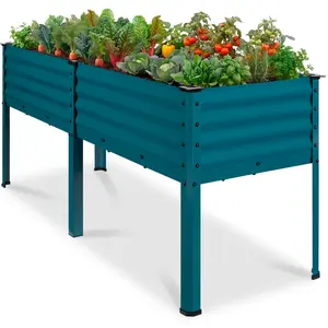 Best Choice Products 72x24x30in Non Toxic Elevated Galvanized Metal Garden Bed Corner Protectors