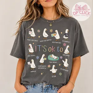 Comfort Colors It’s Ok To Be Different Autism Goose TShirt, Autism Acceptance T-Shirt, Special Education Teacher Tee, Neurodiversity Tee, Cute Goose Graphic Shirt, Inclusive Classroom Teacher Top, Awareness Support Gift, Rainbow Puzzle Tee -DPCLICK
