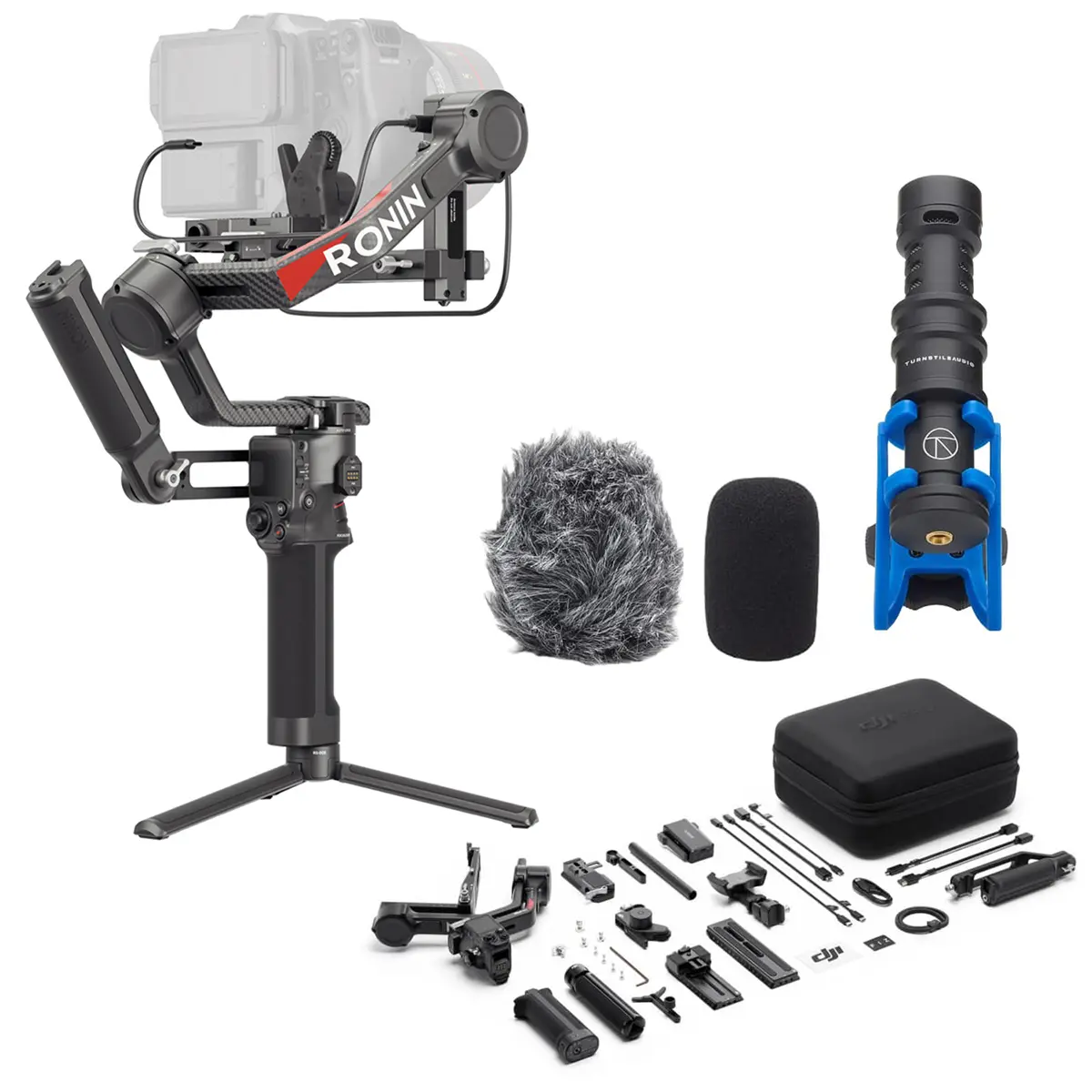 DJI RS 4 Pro Combo, 3-Axis Gimbal Stabilizer for DSLR & Cinema Cameras, Native Vertical Shooting, 4.5kg/10lbs Payload, with Image Transmitter & Focus Pro Motor, Bundle W/ Condenser