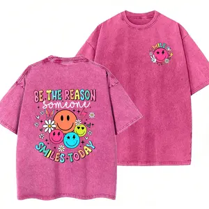 Casual Short-Sleeve Crew Neck T-Shirt with Letter Print, Perfect for Summer And Spring, Designed for Women,Washed Oversized T-Shirt