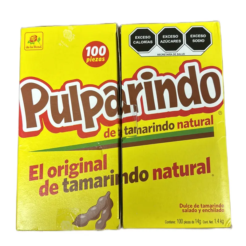 Pulparindo Tamarind Mexican Candy - Box of 100 Pieces (14g Each)