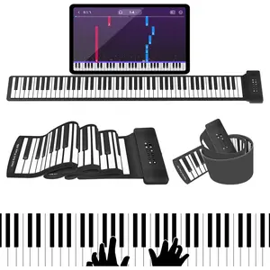 88Keys Roll Up Piano Keyboard,  Portable Foldable Hand Roll Keyboard Piano,108 Rhythms,128 ,  Folding Piano with MIDI&Speaker&Headphone jack For Beginners Travelling