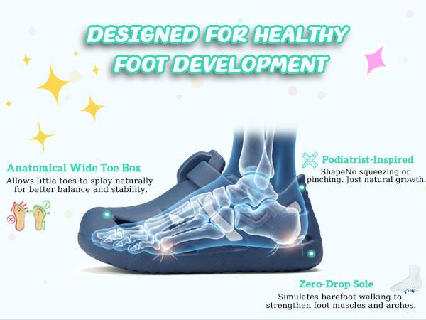 Toddler Water Shoes,Wide Toe & Quick-Dry Barefoots for Boys Girls, Non-Slip Zero Drop Lightweight Closed Toe Summer Beach Pool swim Sandals for Kids