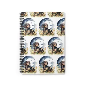 Moonlight Patterned Dachshund Spiral Notebook Pet Journal, Dog Lover Gift