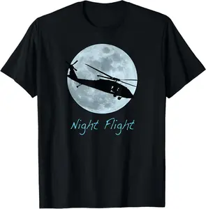 100%cotton Night Flight UH-60 Black Hawk Helicopter T-Shirt
