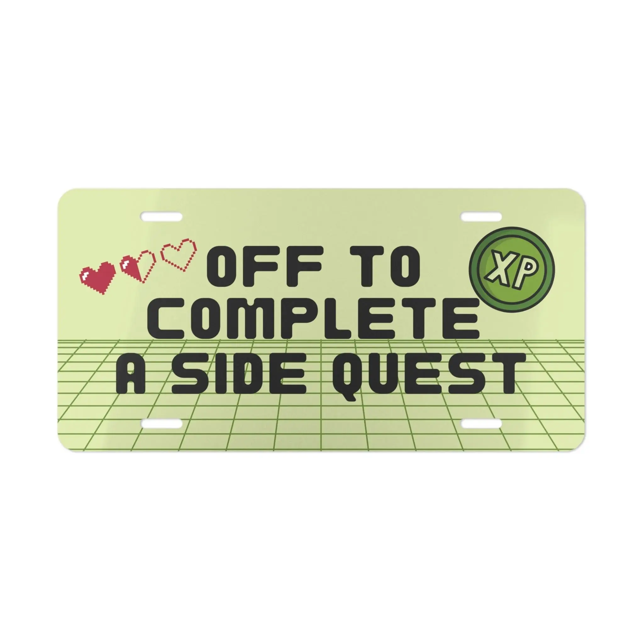 Off To Complete A Side Quest License Plate, Funny Gamer Vanity Plate, 12 x 6 Aluminum Front License Plate for US Vehicles, Gaming Gift, RPG Car Accessory