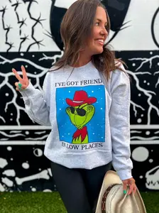 Friends in low places-Grinch Cowboy sweatshirt