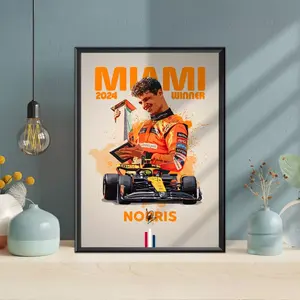 Lando Norris Miami Grand Prix Win 2024, McLaren, F1, Poster, Print, Wall Art