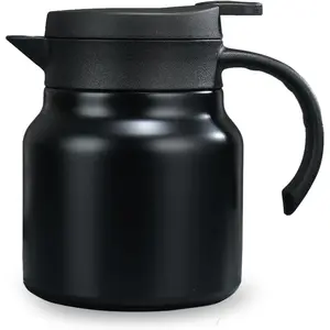 27 oz Single Stainless Steel Thermal Coffee Carafe, Double Wall Vacuum Insulated Creamer Container, Beverage Dispenser for Milk and Hot Chocolate, Tea Pot (Black)