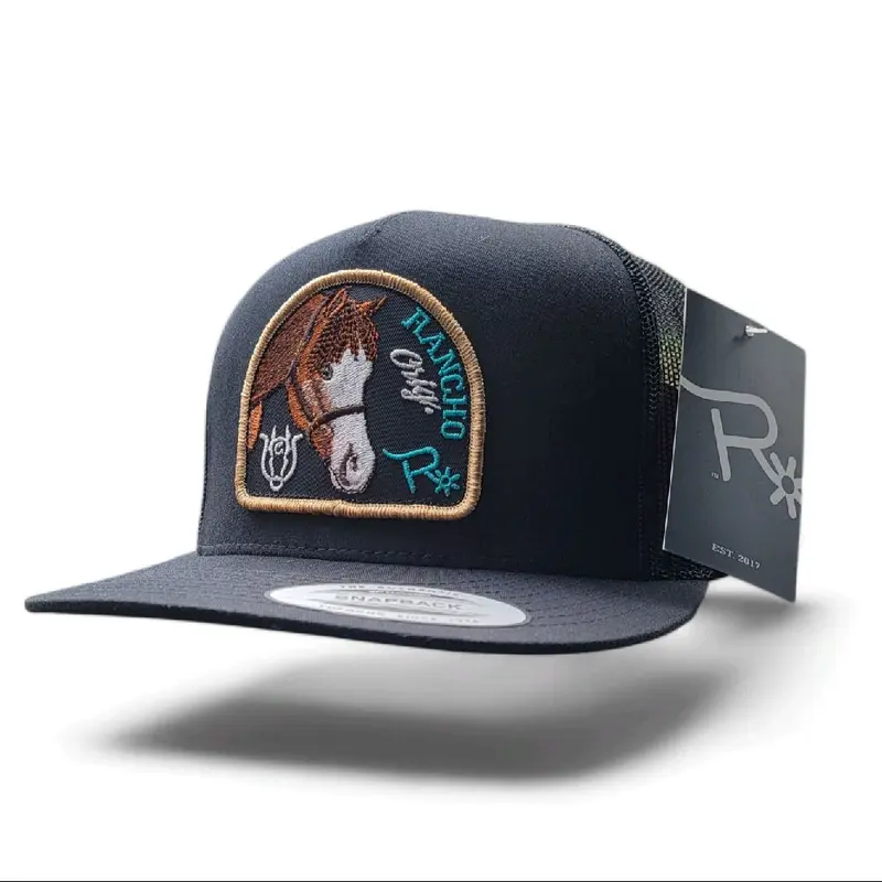 Rancho Original Gunner 1/4 Horse Trucker Hat - Unisex Casual Cap, 5-Panel 65/35 Cotton Poly, Classic Trucker Shape, Flat Bill & Matching Undervisor, Adjustable Snapback, Proudly Embroidered, Durable, Everyday Ready Western Sports Outdoor Hat