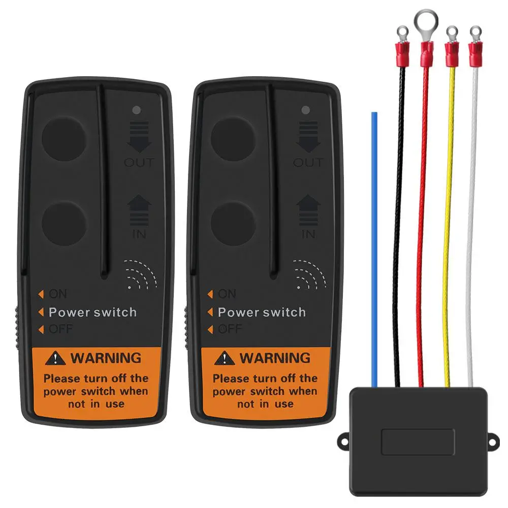 2.4G 12V 24V Electric Winch Switch Controller, Universal Wireless Remote Control Recovery Kit for Jeep Off-road ATV Trailer 72W