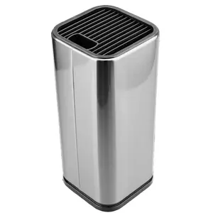 Modern Stainless Steel Knife Block - Universal 8-Inch Knife Holder with Utensil Storage Barrel & Drainage Plate