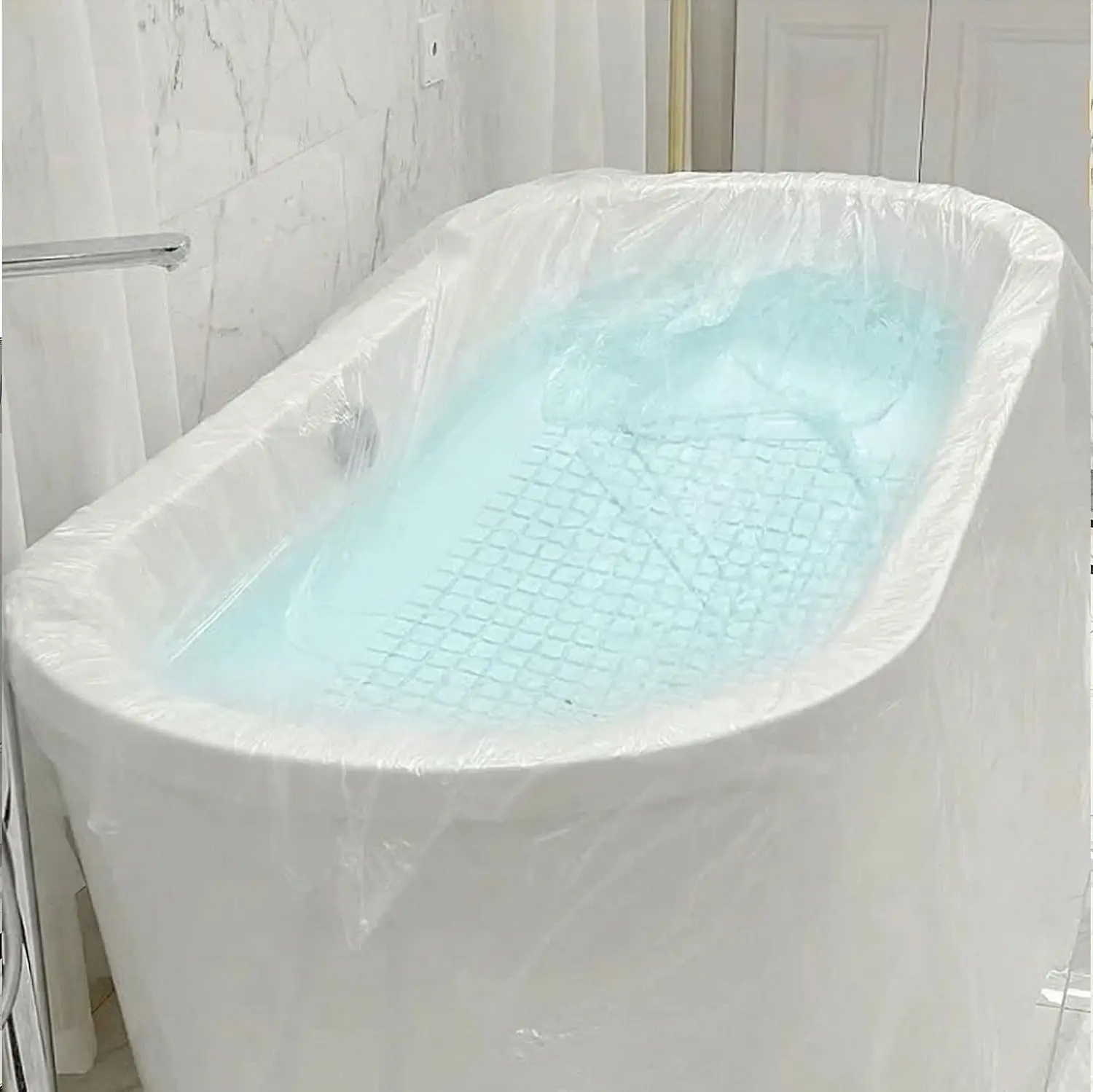 12 Pcs Bathtub Cover, Individual Pack Bath tub Liner Large (102x47') Disposable Covers Liner Bag for Travel and Household, Portable Bath tub Plastic Bag