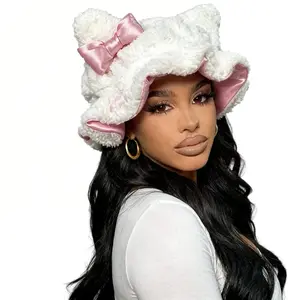 Luxury White Teddy Satin-Lined Bonnet -No Frizz All Comfort Stylish Curl Protection for Daily Hair Care Durable & Adjustable Fit Lightweight Haircare Heatless