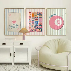 Set of 3 Pink Matchbox, Vintage Matchbox, Lucky You, Trendy Ace of Hearts, How Lucky Are We ,8 Ball Preppy Art